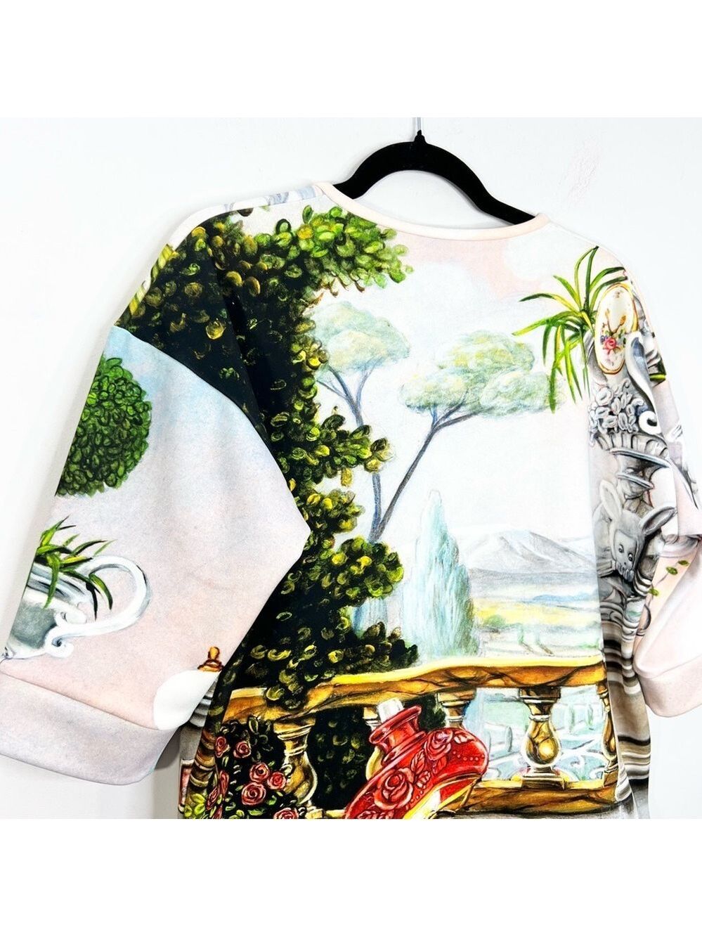 MRZ Italy designer drop shoulder half sleeve oversized graphic print top S - Picture 6 of 15